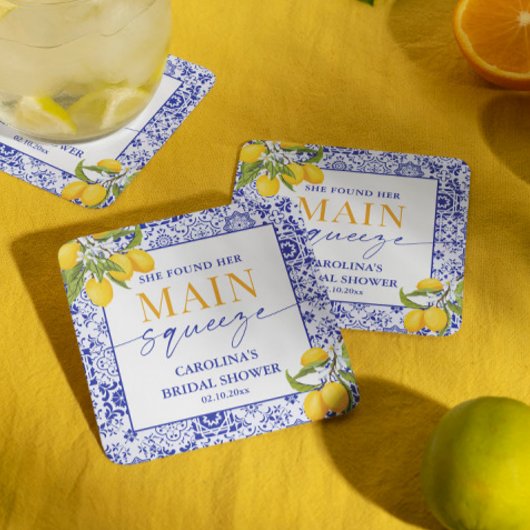 Blue Italian Lemon Main Squeeze Brautparty Rechteckiger Pappuntersetzer