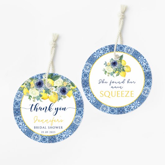 Blue Italian Mediterranean Brautparty Vielen Dank Geschenkanhänger