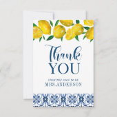 Blue Italian Tile Lemon Brautparty Danke (Vorderseite)