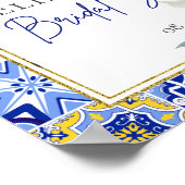 Blue Italian Tiles Arch Citrus Lemons Willkommen Poster (Ecke)