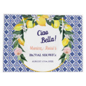 Blue Italian Tiles Lemons Ciao Bella Brautparty Große Geschenktüte (Rückseite)