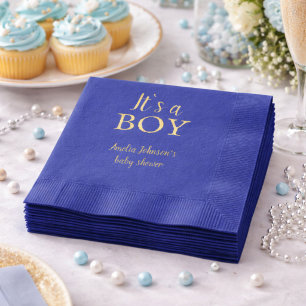 Blue It's a Boy Baby Shower Baby Gender Reveal Servietten Mit Folie