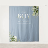 Blue its a Boy Foliage Baby Showroom Foto Prop Wandteppich (Vorderseite)