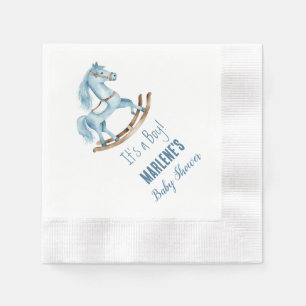 Blue It's a Boy Rocking Horse Baby Shower Napkins Serviette