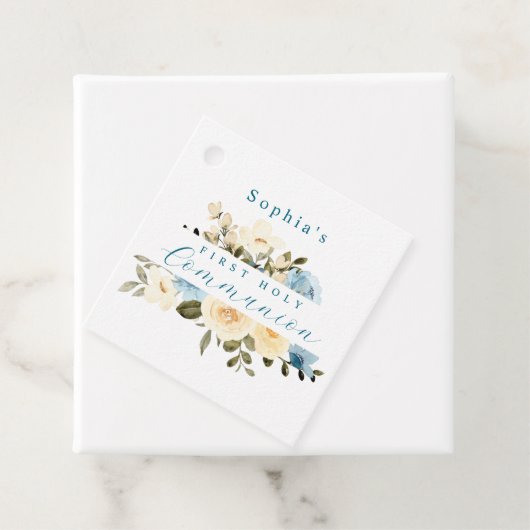 Blue Ivory Blume Grüne Erstkommunion Geschenkanhänger (Beispiel)