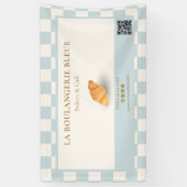 Blue Ivory Checker Croissant QR Bakery Marketing Banner (Vertikal)