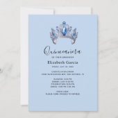 Blue & Ivory Floral Quinceñera Einladung (Vorderseite)