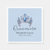Blue & Ivory Floral Quinceñera Serviette (Vorderseite)