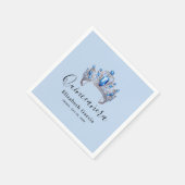 Blue & Ivory Floral Quinceñera Serviette (Ecke)
