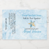 Blue Ivory Starfish Wasserfarbe Handmade-Seifenlab Lebensmitteletikett (Einzelnes Label)