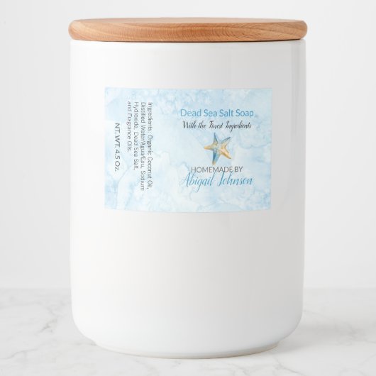 Blue Ivory Starfish Wasserfarbe Handmade-Seifenlab Lebensmitteletikett (Vorderseite)