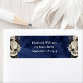 Blue Ivory Watercolor Blume Rücksendeadressen-Aufk (Insitu)