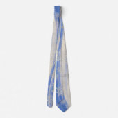 Blue & Ivory Winter Snow and Ice Snowflake Swirl Krawatte (Rückseite)