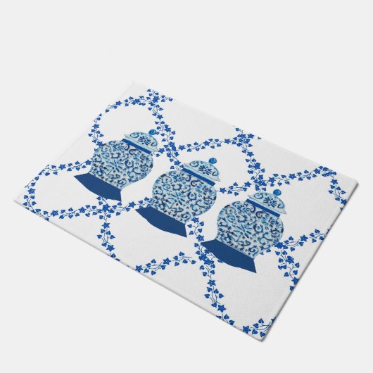 Blue Ivy Ginger Jar Jars Throw Pillow Fußmatte (Schrägansicht)