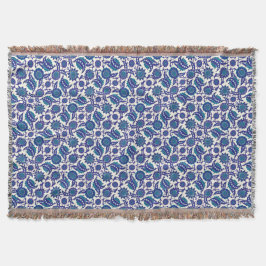 Blue Iznik Flower Pattern Decke