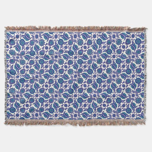 Blue Iznik Flower Pattern Decke (Vorderseite)