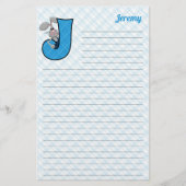 Blue Jackrabbit Mongram Letter J Lined Briefpapier (Vorderseite)