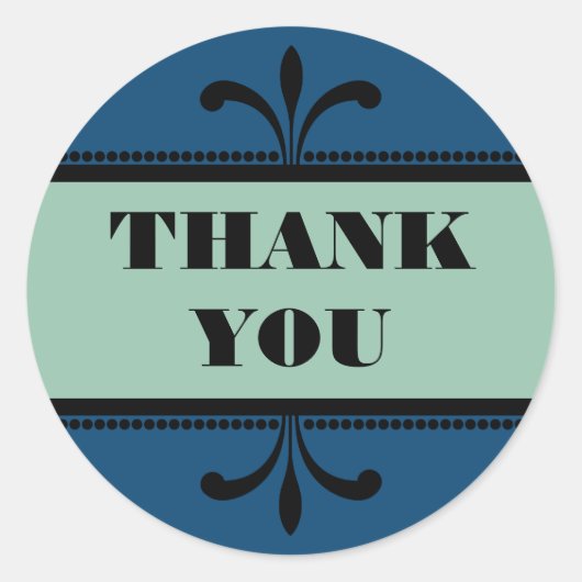 Blue/Jade Extravagant Art Deco Danke Stickers (Vorderseite)