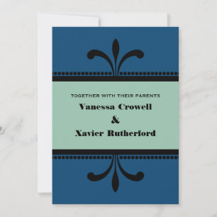 Blue/Jade Extravagant Art Déco Hochzeit Einladung