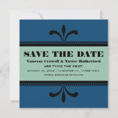 Blue/Jade Extravagant Art Deco Save the Date laden (Vorderseite)