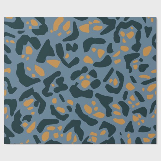 Blue Jaguar Print Geschenkpapier (Flach)