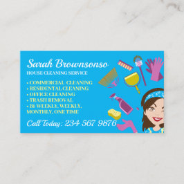 Blue Janitorial Reinigungsdienst Lady Visitenkarte