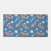 Blue Japanese Koi Fish and Lotus Pond Design Schreibtischunterlage (Vorderseite)
