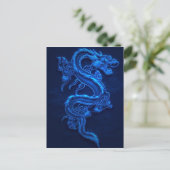 BLUE JAPANESE NEON DRAGON POSTKARTE (Stehend Vorderseite)