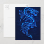 BLUE JAPANESE NEON DRAGON POSTKARTE (Vorne/Hinten)
