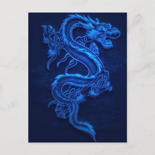 BLUE JAPANESE NEON DRAGON POSTKARTE (Vorderseite)