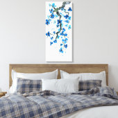 Blue Japanisch Blüten Canvas Print Leinwanddruck (Insitu (Schlafzimmer))
