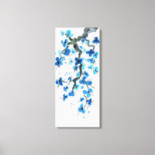 Blue Japanisch Blüten Canvas Print Leinwanddruck