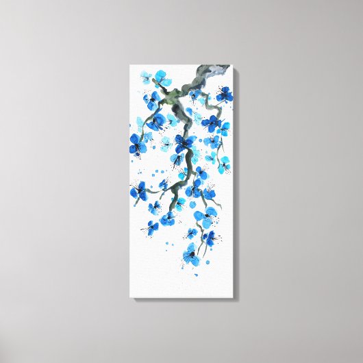 Blue Japanisch Blüten Canvas Print Leinwanddruck (Vorderseite)