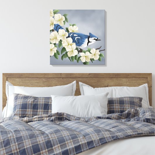 Blue Jay Art Prints Leinwanddruck (Insitu (Schlafzimmer))