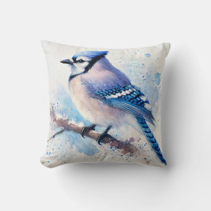Blue Jay auf Branch Art Kissen