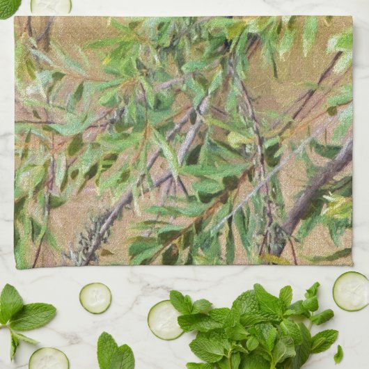 Blue Jay auf Wax Myrtle Geschirrtuch (Gefaltet)