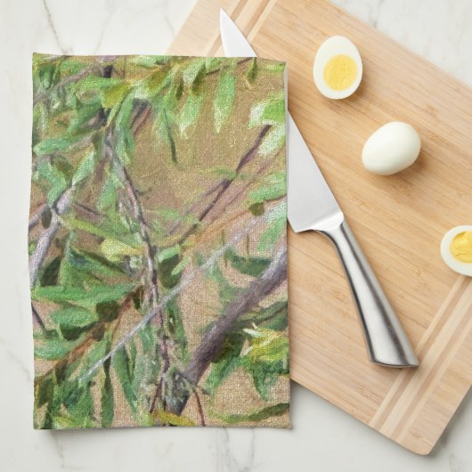 Blue Jay auf Wax Myrtle Geschirrtuch (Viertel Falte)