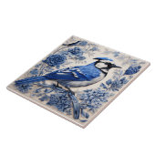 Blue Jay auf Zweig Fliese (Seite)