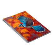 Blue Jay Autumn Maple Blätter Flight Art Notizblock (Rechte Seite)