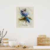 Blue Jay bird Aquarellbild Poster (Küche)