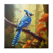 Blue Jay Bird Art Keramik Tile Fliese (Vorderseite)