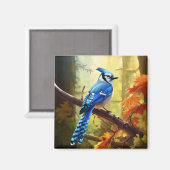 Blue Jay Bird Art Magnet (Vorderseite/Rückseite)