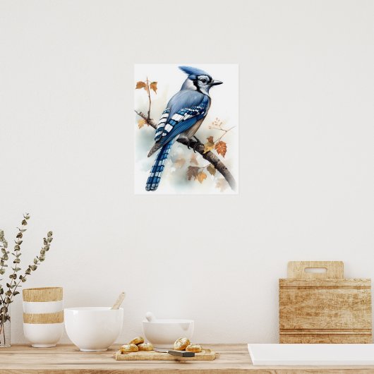 Blue Jay Bird Art Print Poster (Küche)