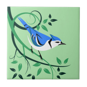 Blue Jay Bird Art Tile Fliese