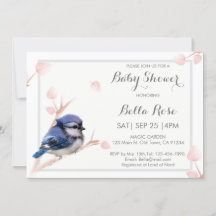 Blue Jay Bird Baby Shower Einladungen