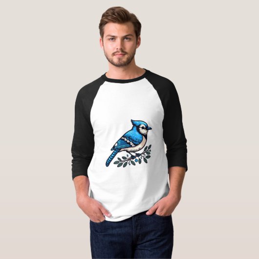 Blue Jay bird Basic 3/4 Sleeve Raglan T - Shirt (Vorne ganz)