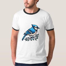 Blue Jay bird Basic Ringer T - Shirt