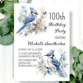 Blue Jay Bird Blume Springtime 100. Geburtstag Einladung
