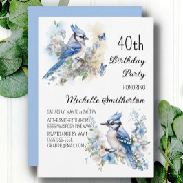Blue Jay Bird Blume Springtime 40. Geburtstag Einladung