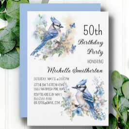 Blue Jay Bird Blume Springtime 50. Geburtstag Einladung